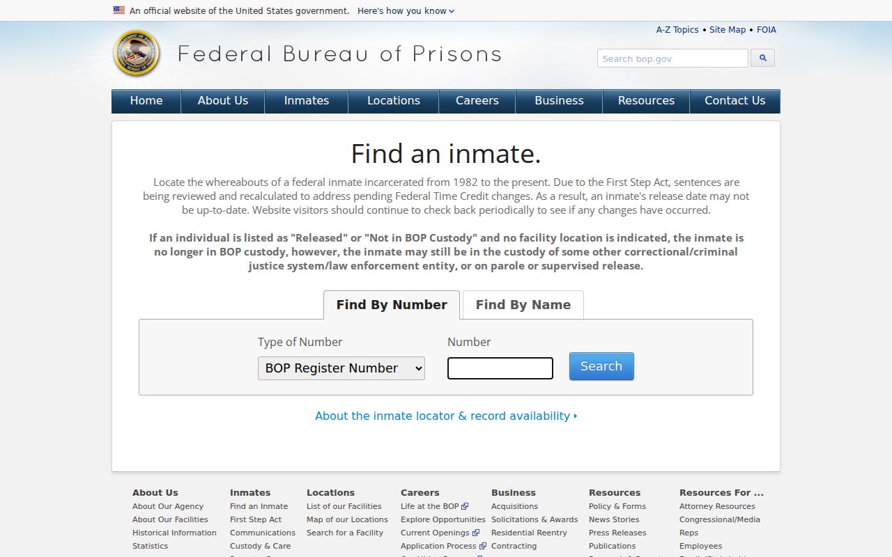 Federal Bureau of Prisons locator for Payette County record research