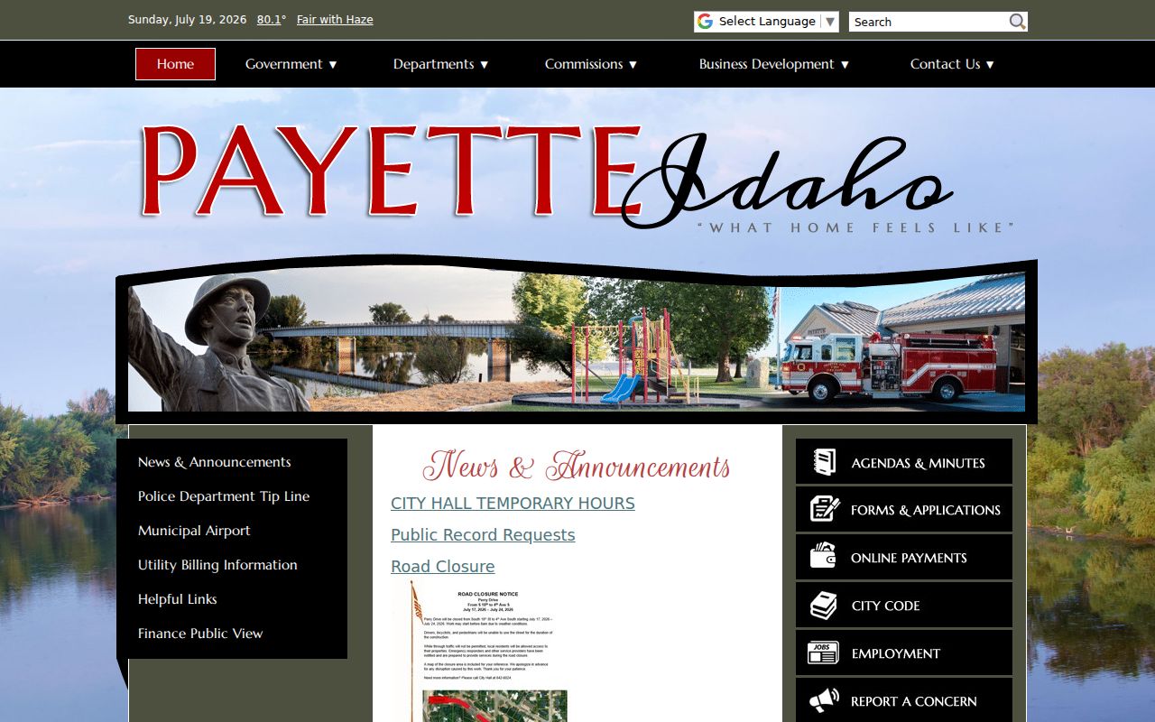 City of Payette official site for Payette criminal records contacts